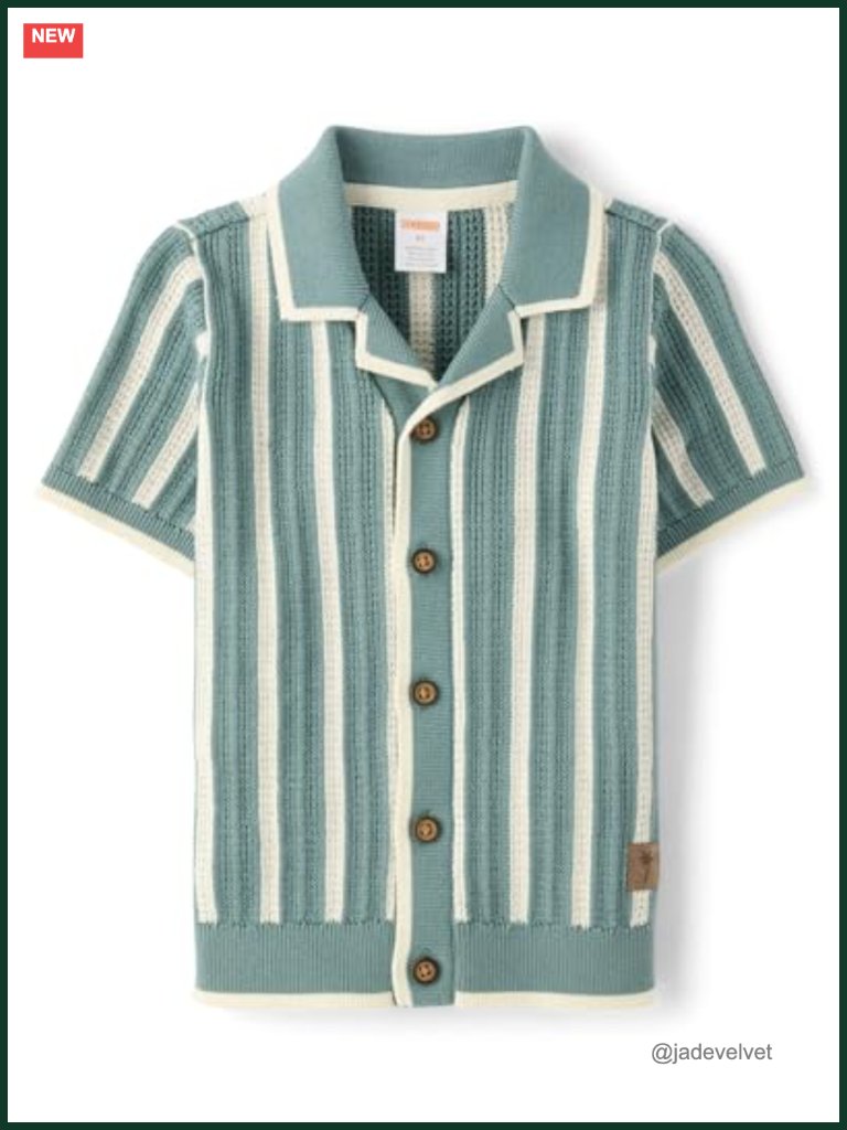 Boys' Notch Collar Striped Short Sleeve Polo Shirt